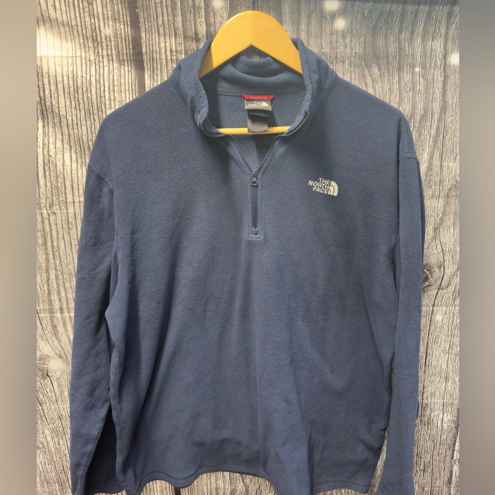 The North Face Navy Fleece Zippered Pullover Quarter Zip Large